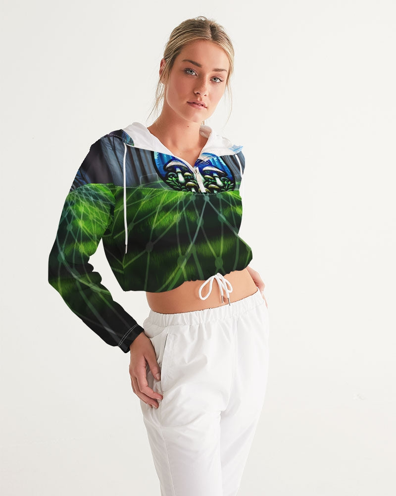 Fungi Forest Women's Cropped Windbreaker