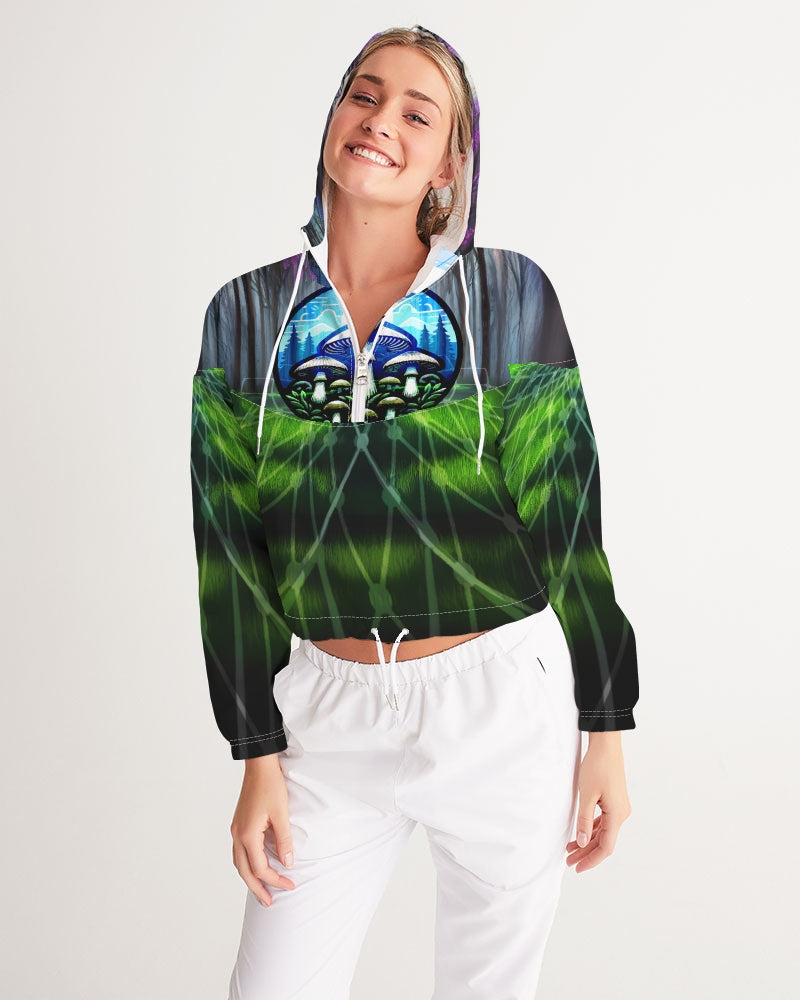 Fungi Forest Women's Cropped Windbreaker