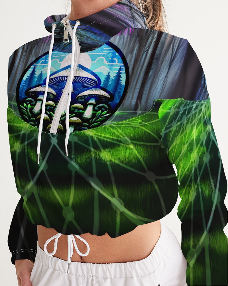 Fungi Forest Women's Cropped Windbreaker