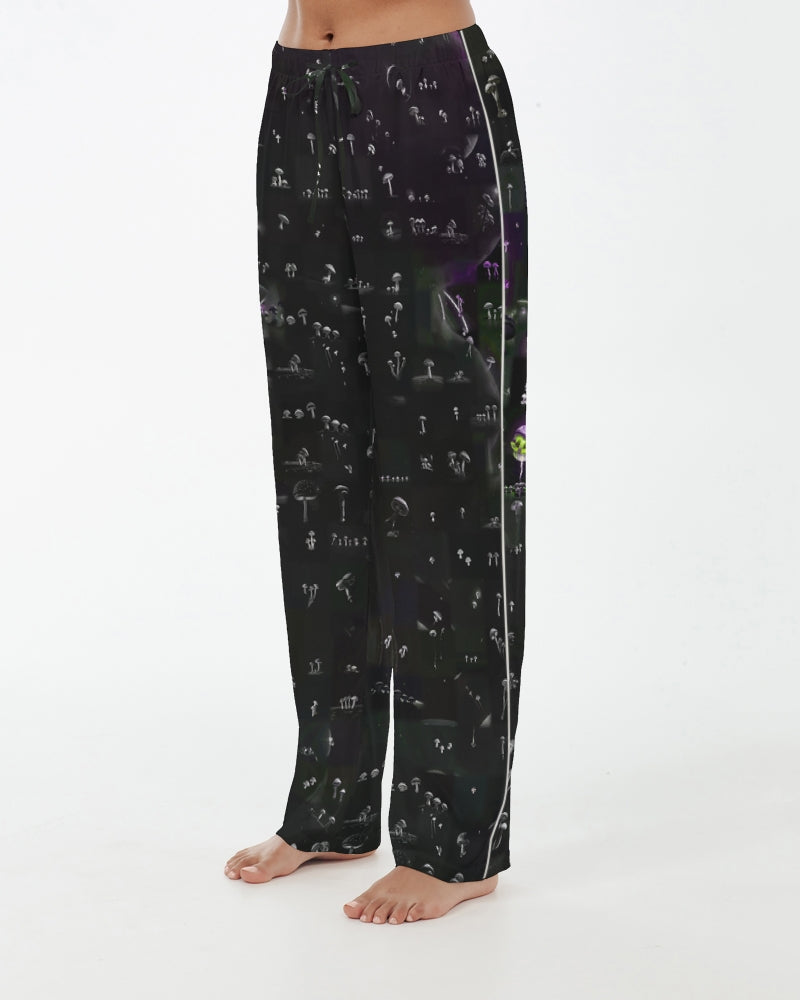 Mushroom Grid Women's Satin Pajama Pants
