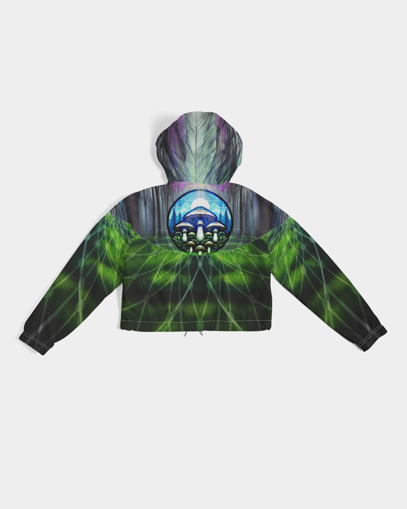 Fungi Forest Women's Cropped Windbreaker