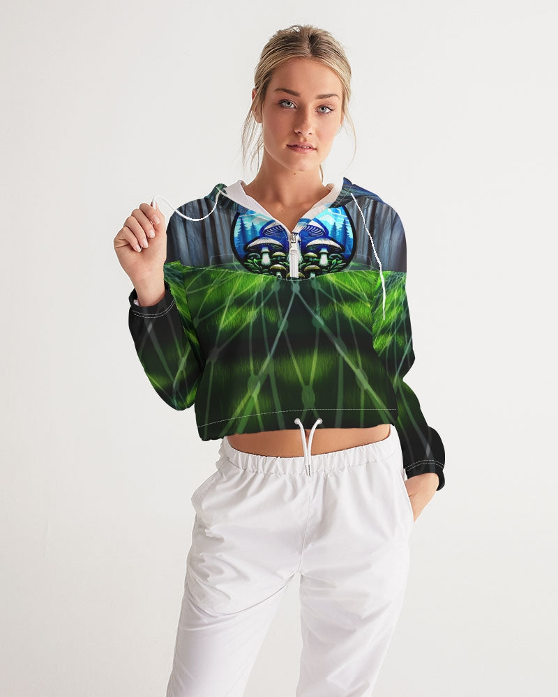 Fungi Forest Women's Cropped Windbreaker