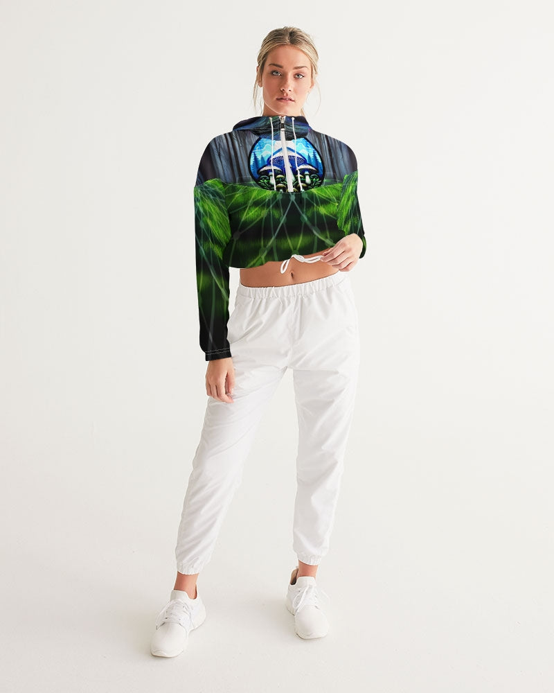 Fungi Forest Women's Cropped Windbreaker