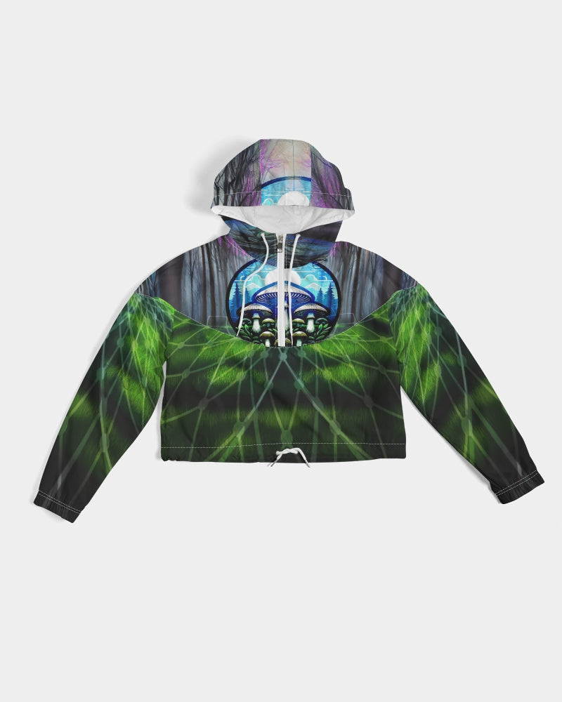 Fungi Forest Women's Cropped Windbreaker