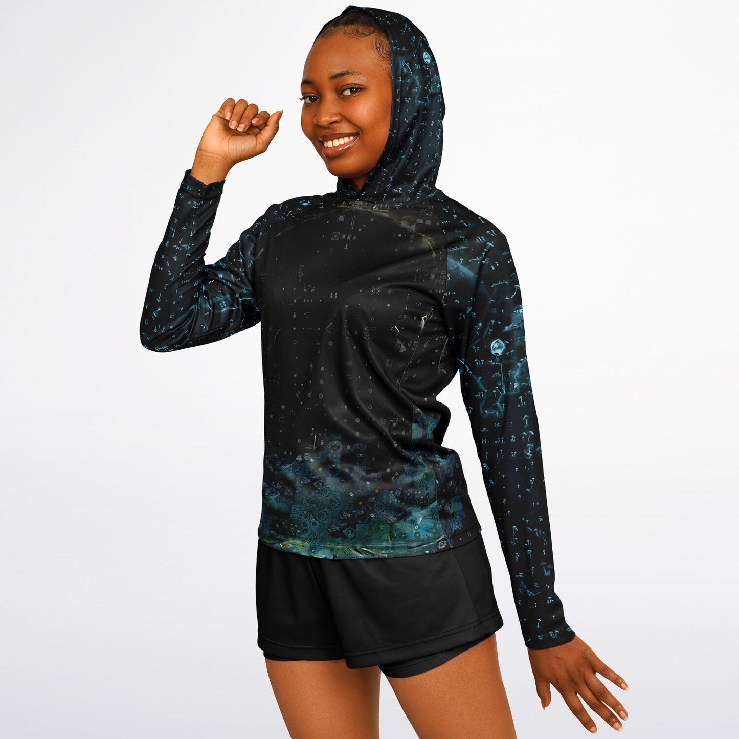 Mushroom Trip Women's Long Sleeve Hooded Performance Shirt