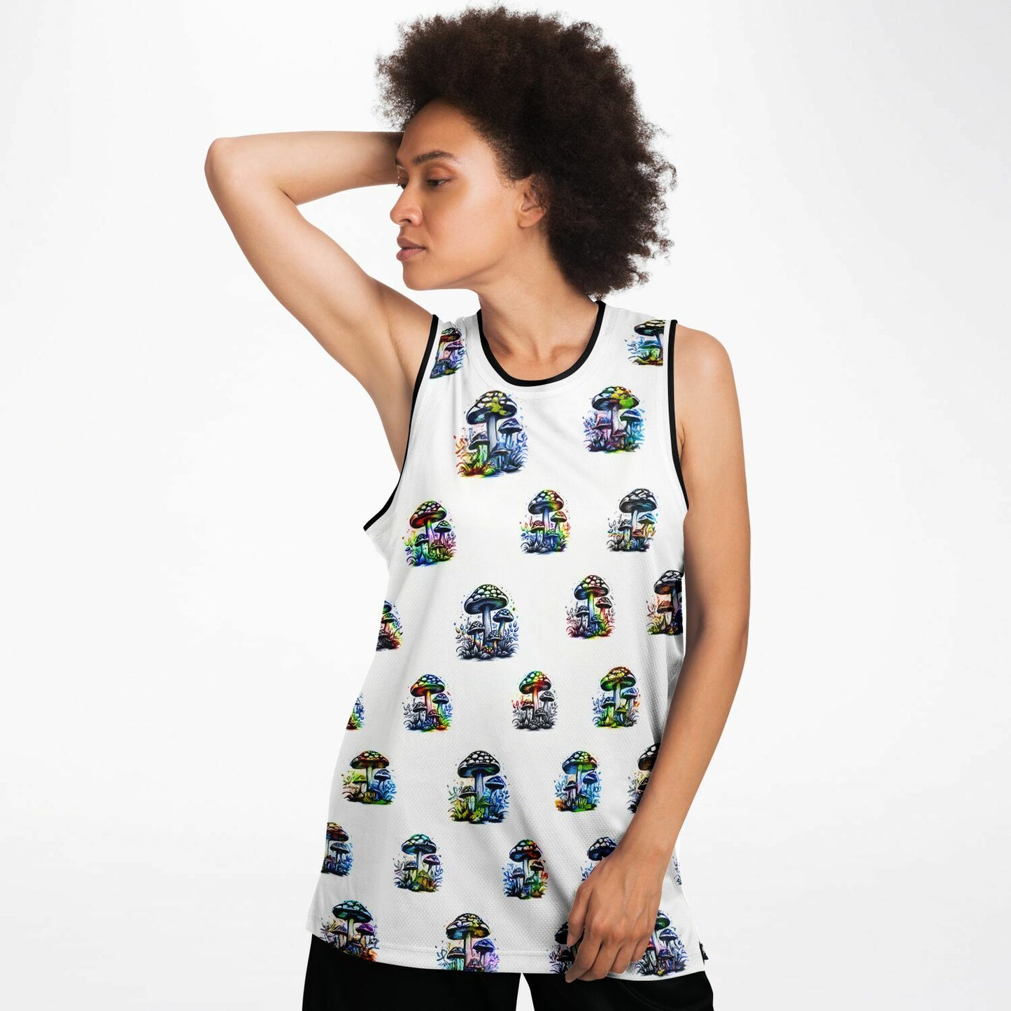 Rainbow Mushrooms Basketball Jersey Rib