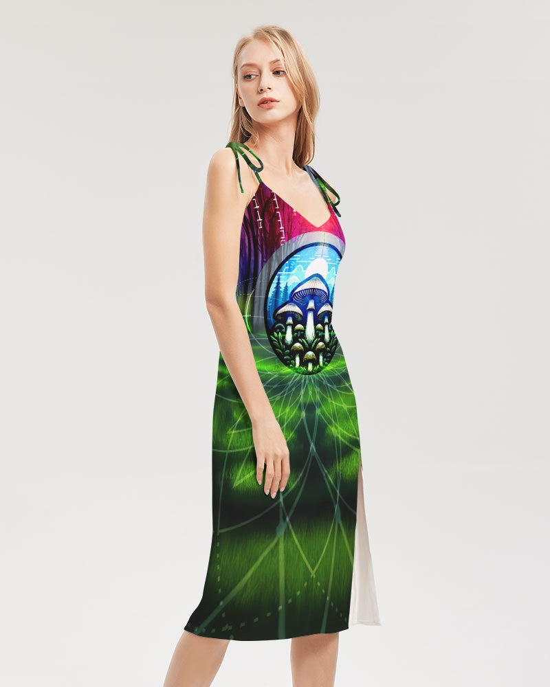 Fungi Forest Tie Strap Split Dress