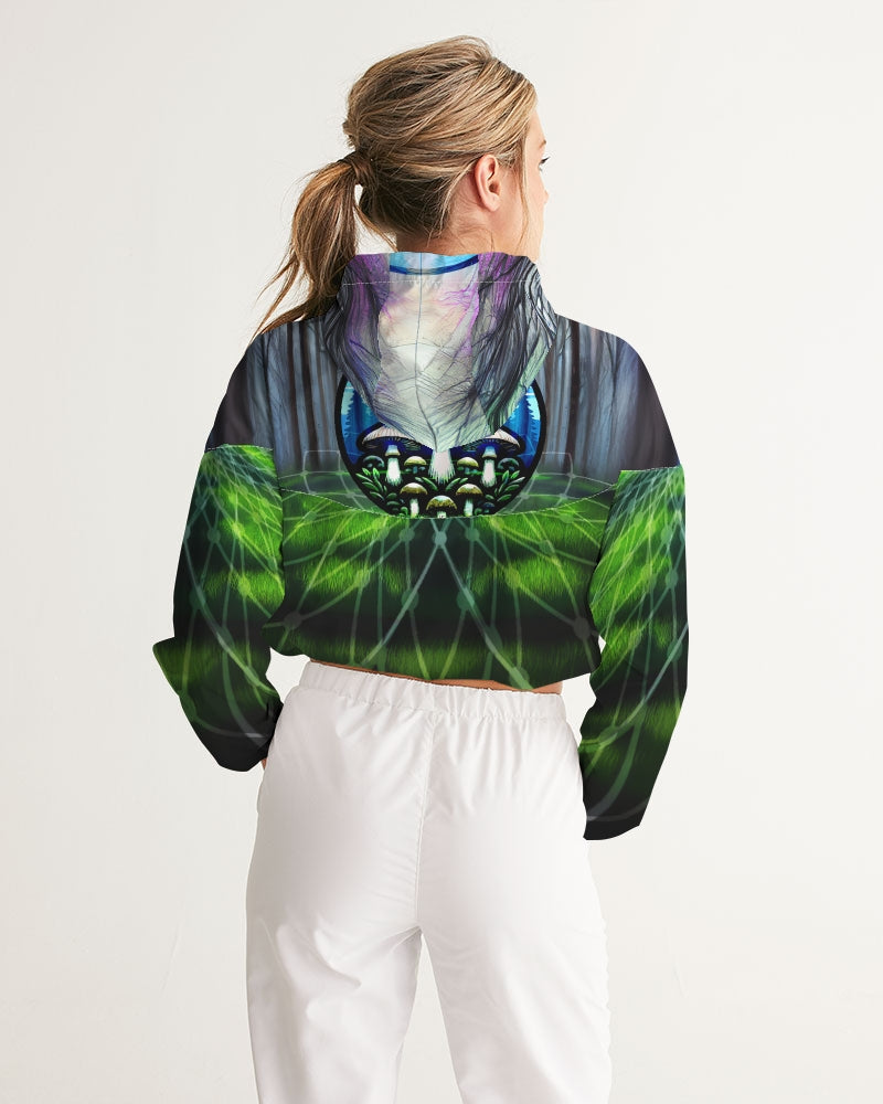 Fungi Forest Women's Cropped Windbreaker