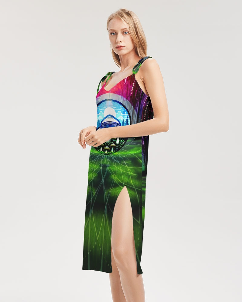Fungi Forest Tie Strap Split Dress