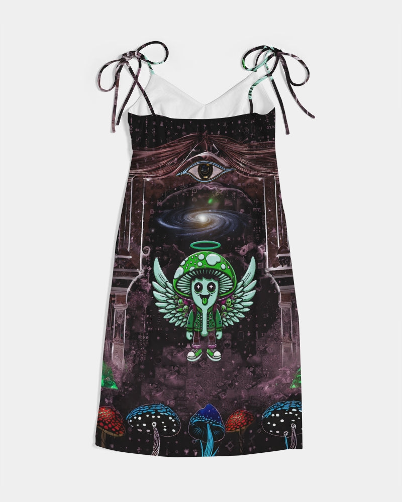 Happy Fungi Women's All-Over Print Tie Strap Split Dress