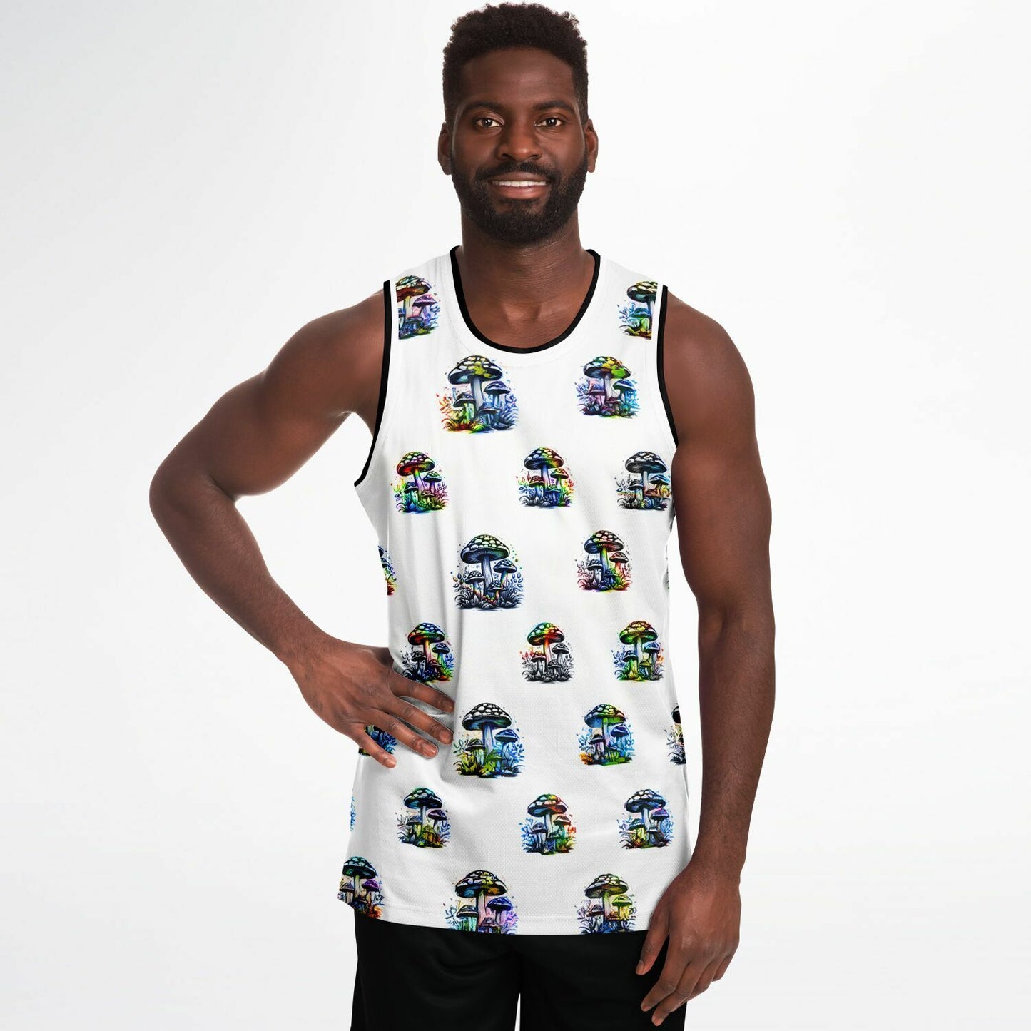 Rainbow Mushrooms Basketball Jersey Rib