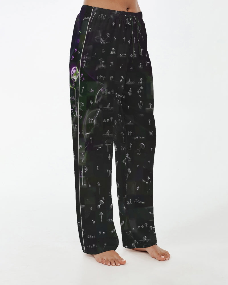 Mushroom Grid Women's Satin Pajama Pants