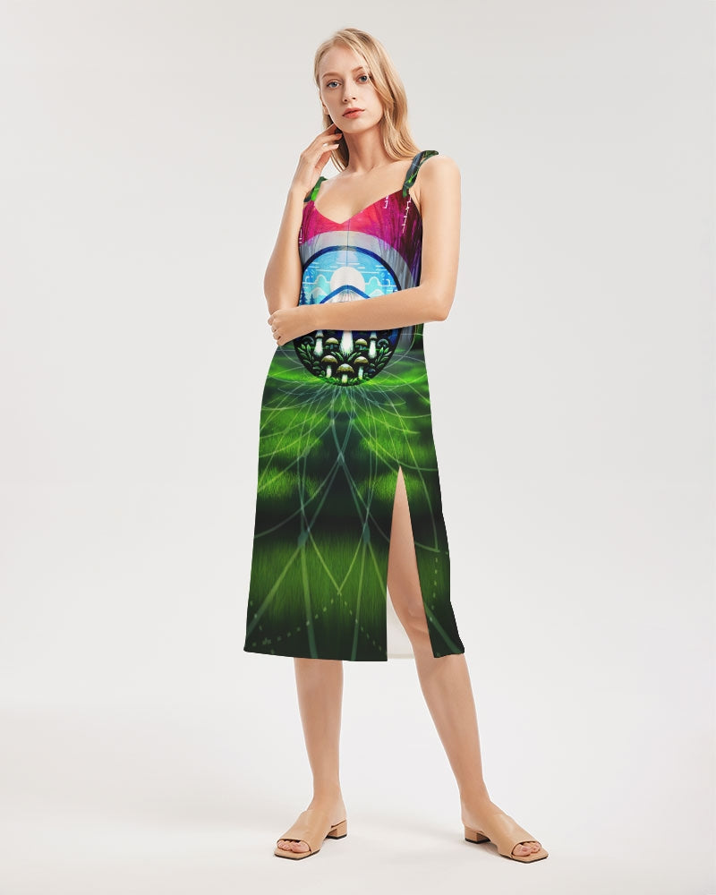 Fungi Forest Tie Strap Split Dress