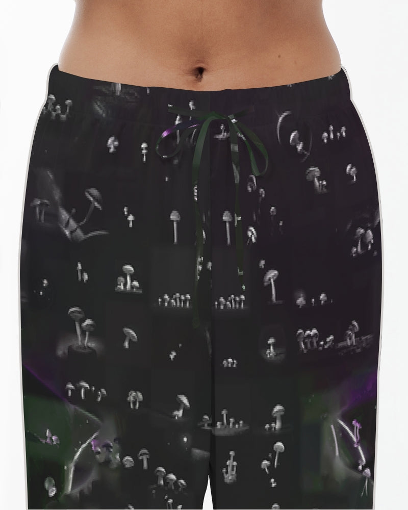 Mushroom Grid Women's Satin Pajama Pants