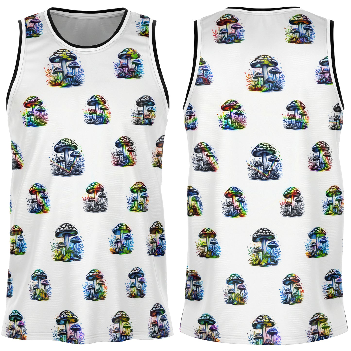 Rainbow Mushrooms Basketball Jersey Rib