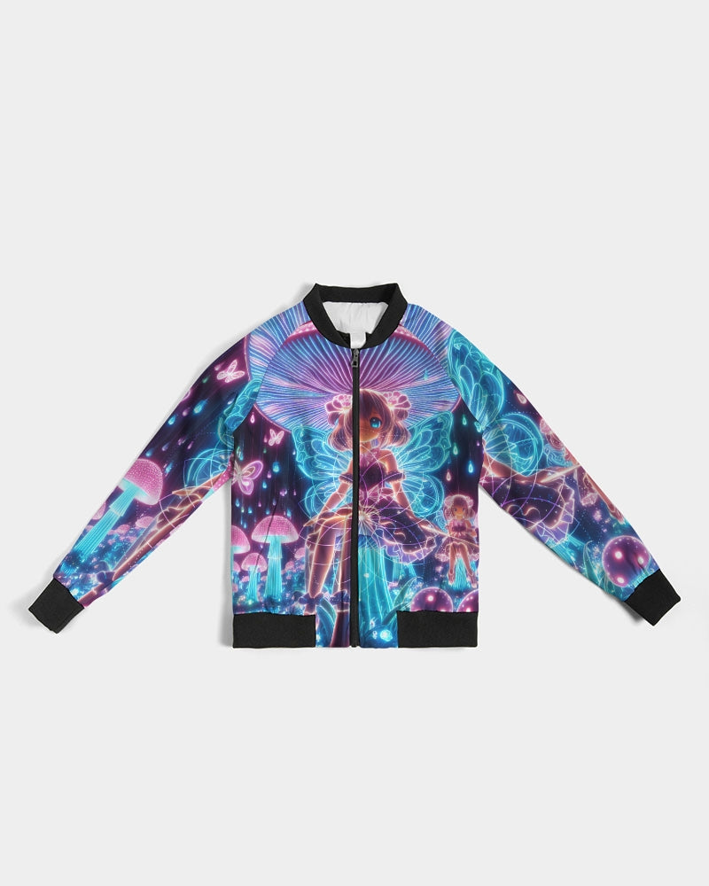 Pink Mushroom Girl Women's Bomber Jacket