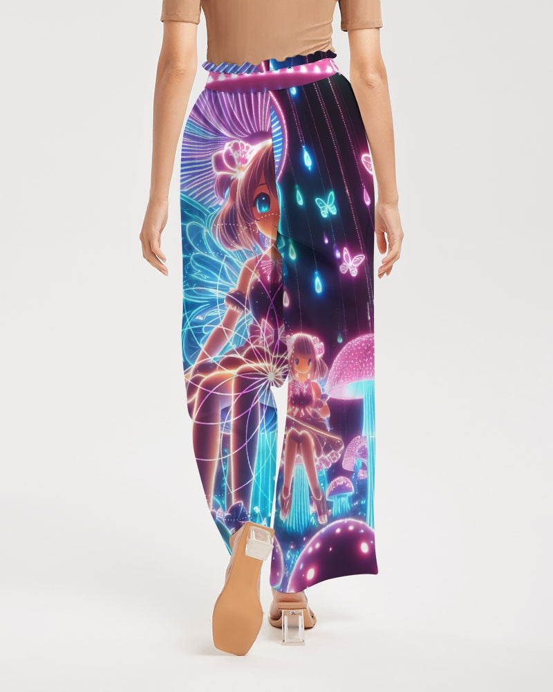Pink Mushroom Girl Women's High-Rise Wide Leg Pants