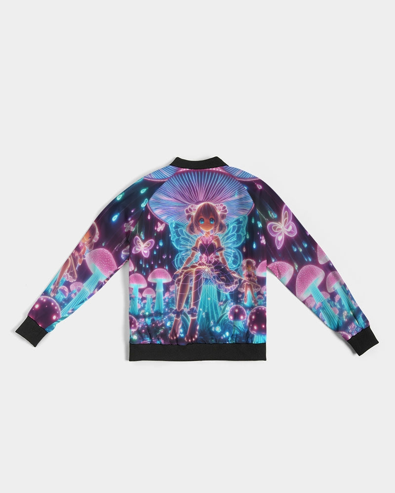 Pink Mushroom Girl Women's Bomber Jacket