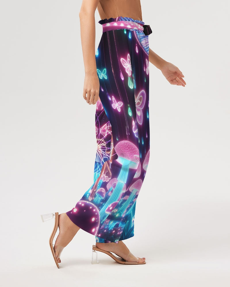 Pink Mushroom Girl Women's High-Rise Wide Leg Pants