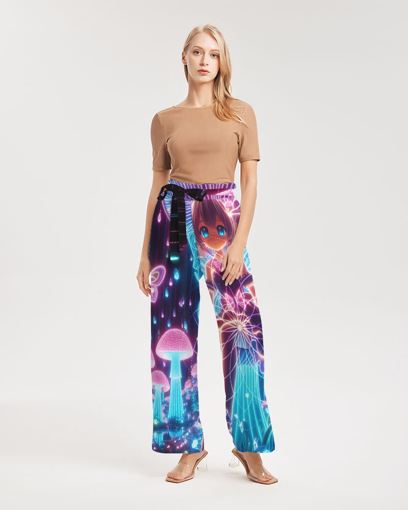 Pink Mushroom Girl Women's High-Rise Wide Leg Pants
