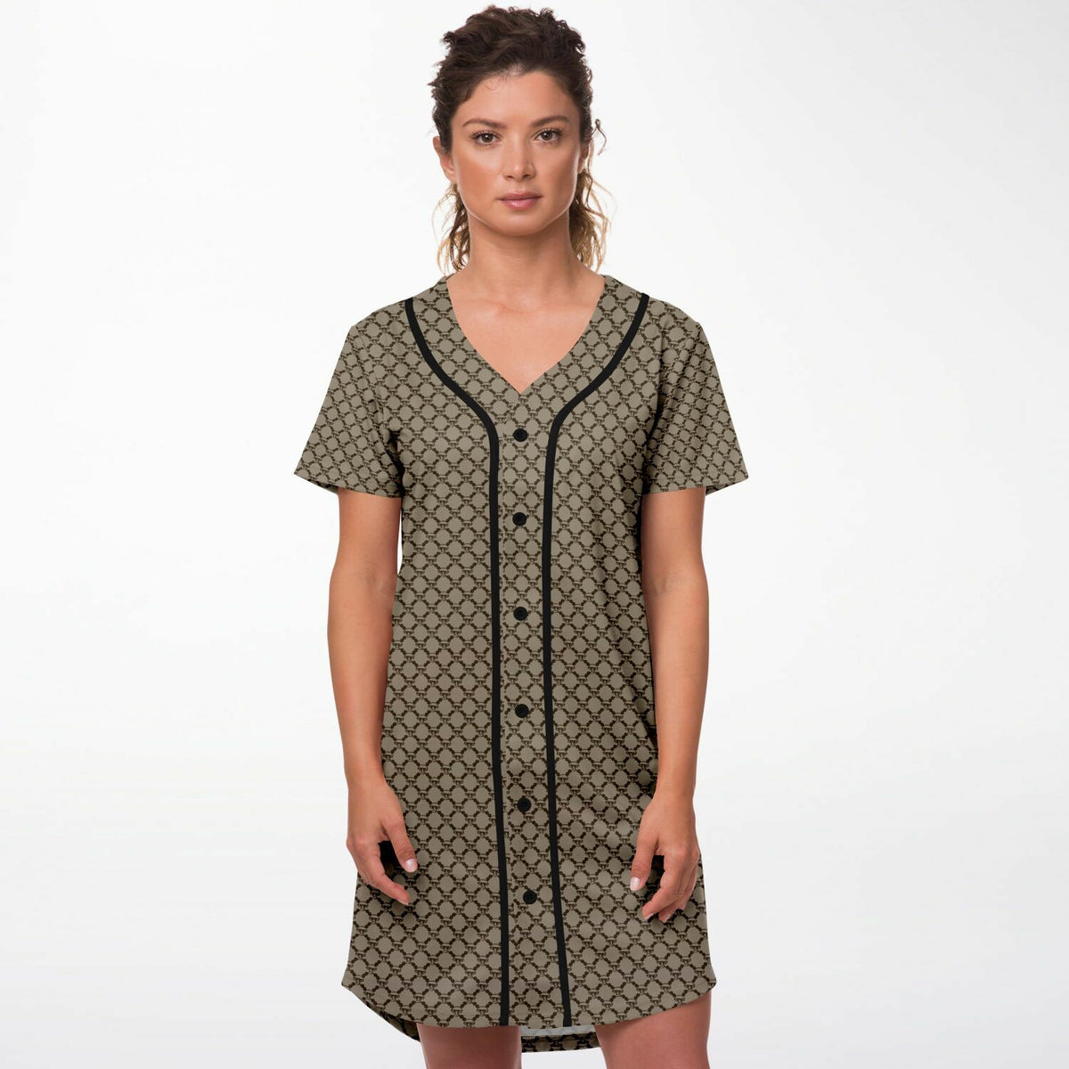 baseball jersey dress Mushroom Guzzi – Fungi Focus Color:Cream/Taupe Women's Cream Floral Printed sporting events Style:63963H13