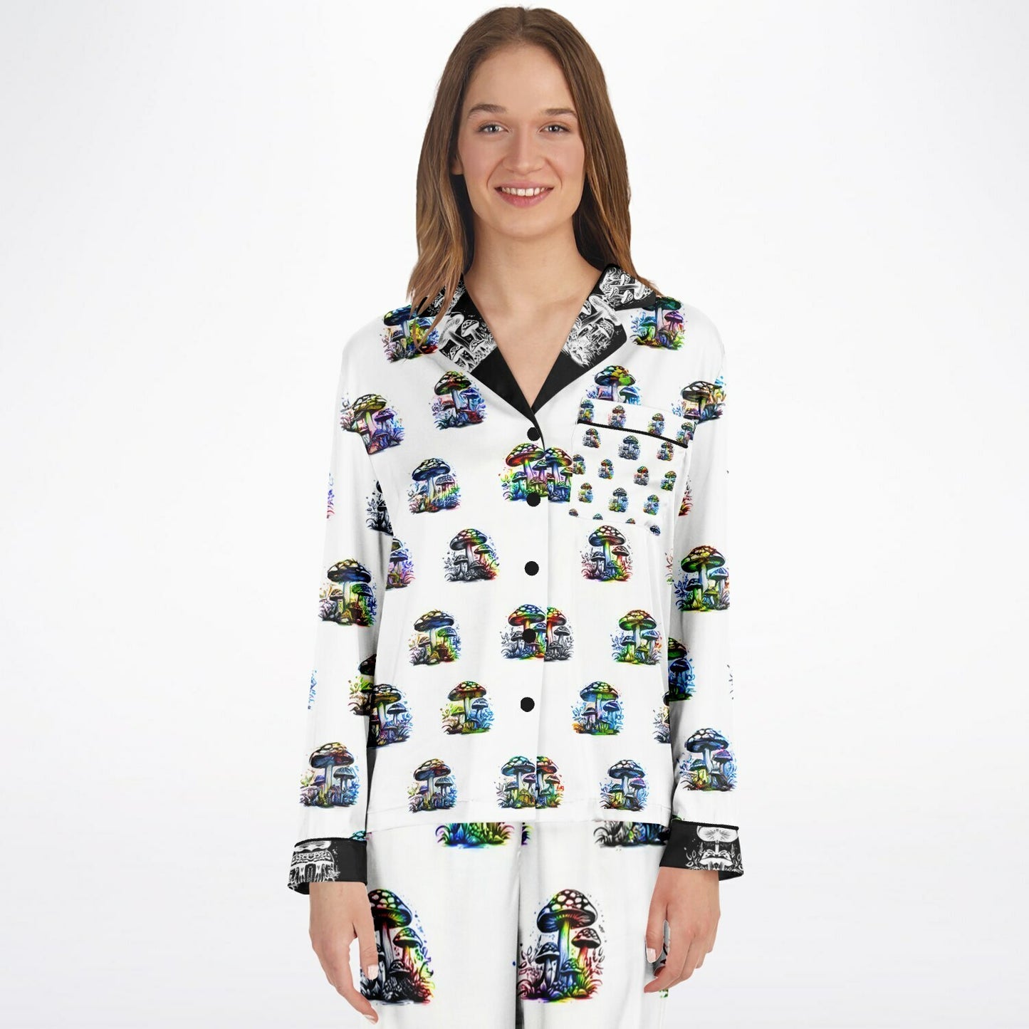 Rainbow Mushrooms Women's Satin Pajamas