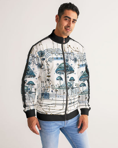 Mushroom Circuitry Men's All-Over Print Stripe Sleeve Track Jacket