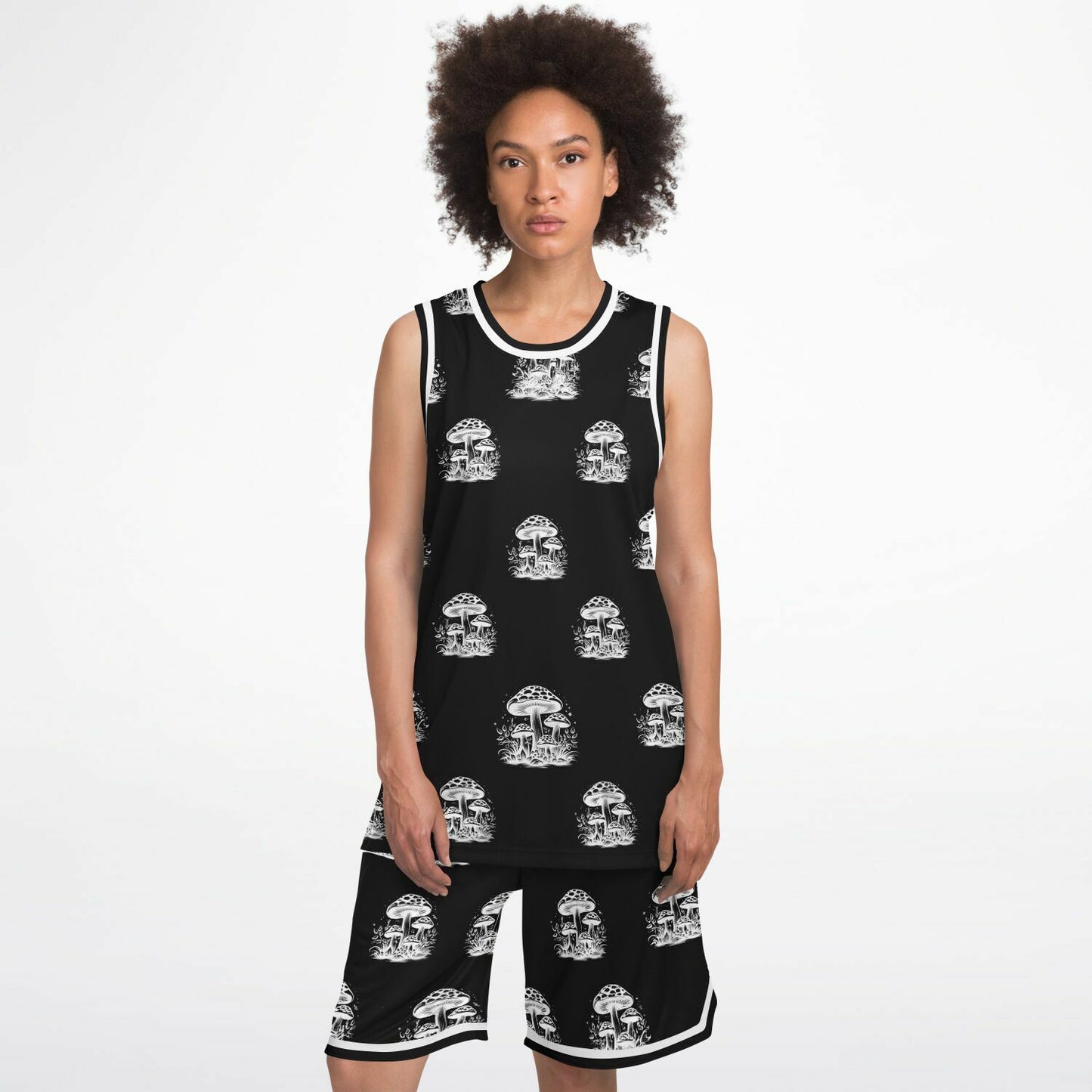 B&W Mushrooms Basketball Set Rib
