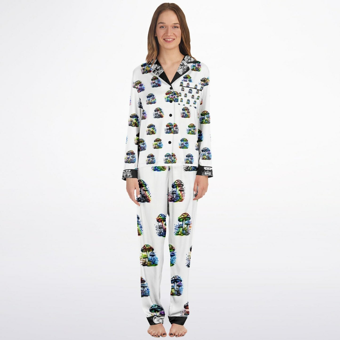 Rainbow Mushrooms Women's Satin Pajamas