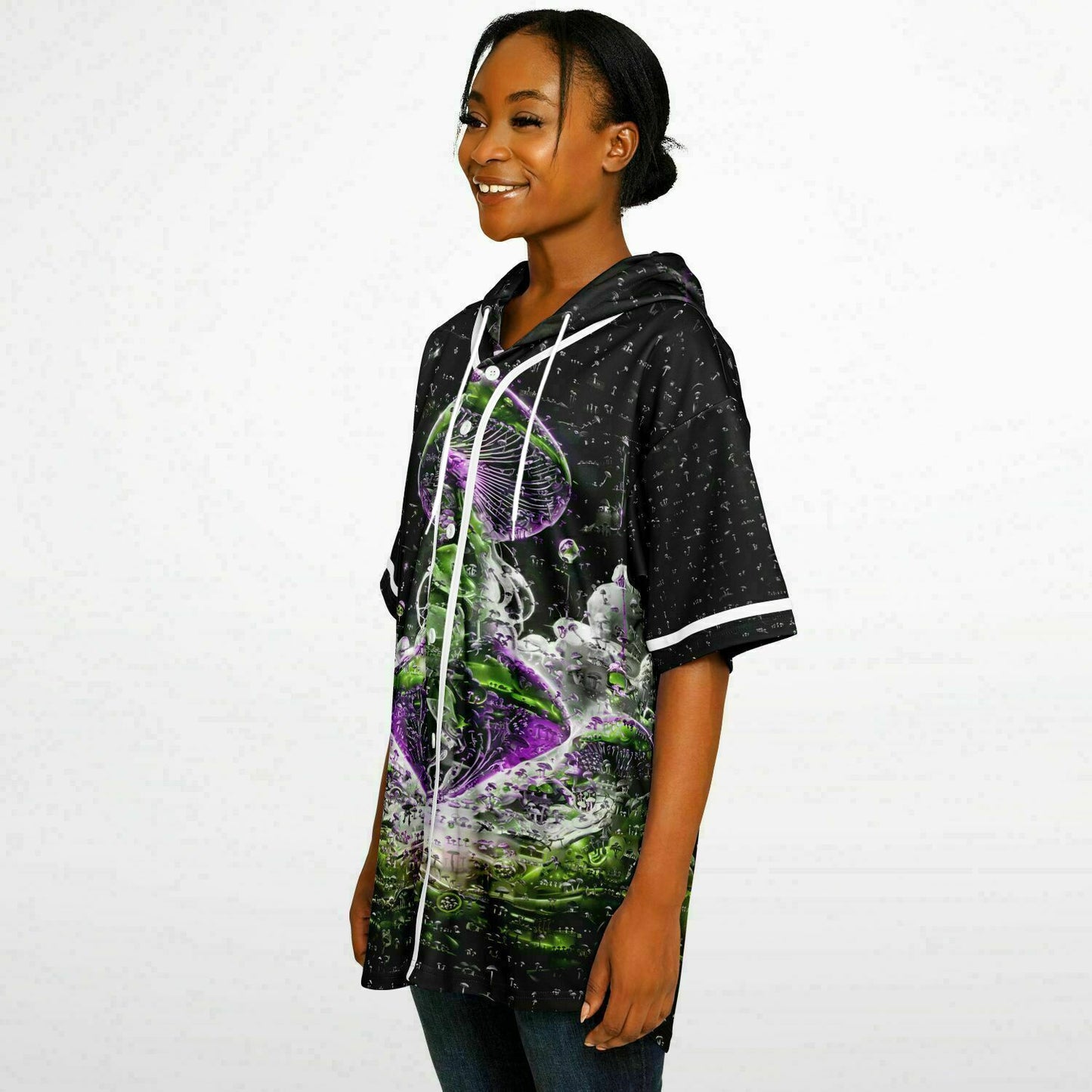 Mushroom Lord Fungi Hooded Baseball Jersey