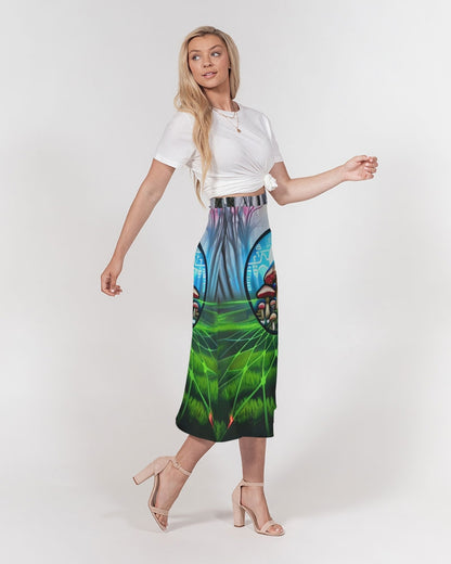 Red Tip Forest Women's All-Over Print A-Line Midi Skirt