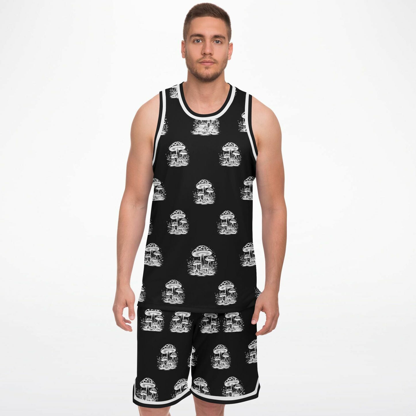 B&W Mushrooms Basketball Set Rib