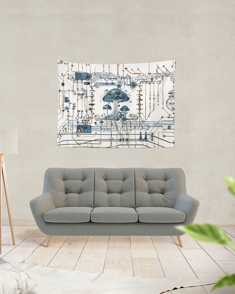 Mushroom Circuitry Tapestry 80"x60"