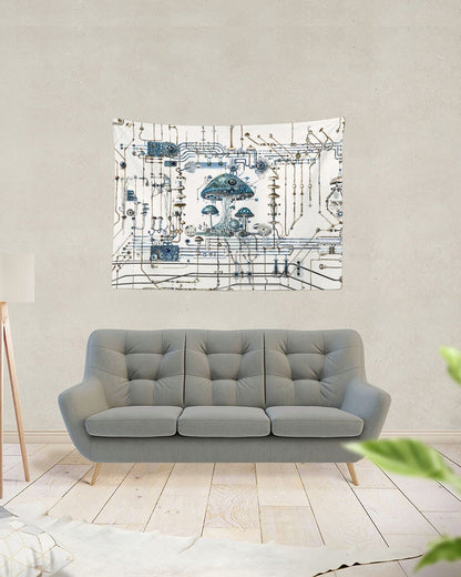 Mushroom Circuitry Tapestry 80"x60"