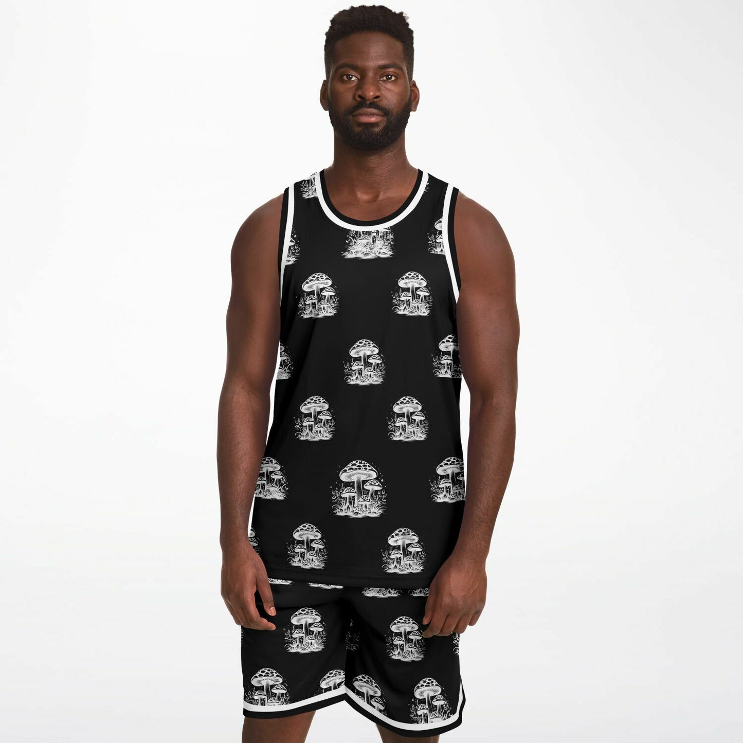 B&W Mushrooms Basketball Set Rib