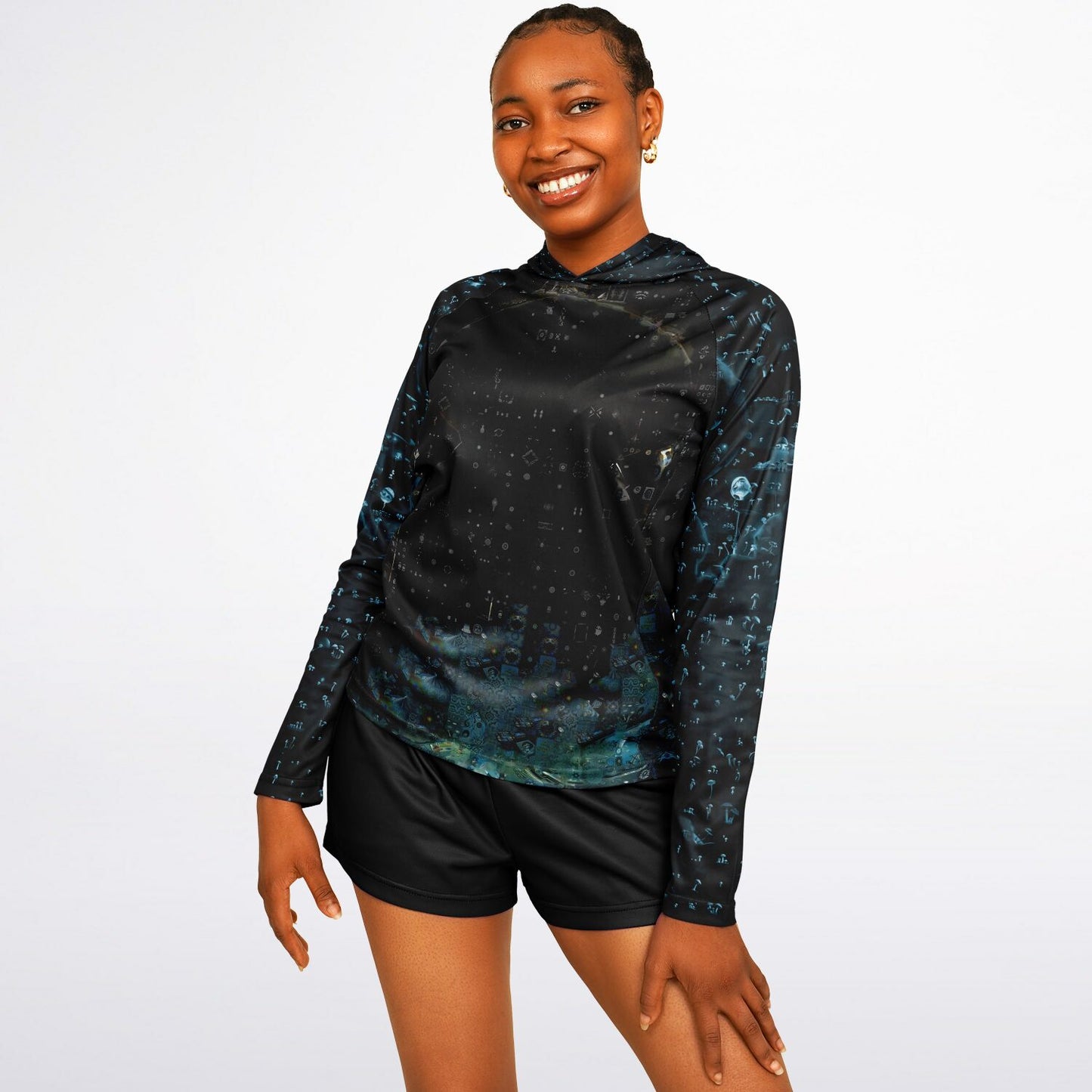 Mushroom Trip Women's Long Sleeve Hooded Performance Shirt