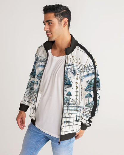 Mushroom Circuitry Men's All-Over Print Stripe Sleeve Track Jacket