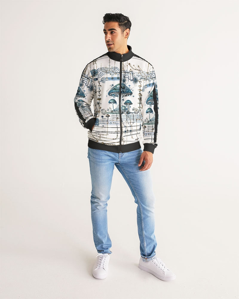 Mushroom Circuitry Men's All-Over Print Stripe Sleeve Track Jacket