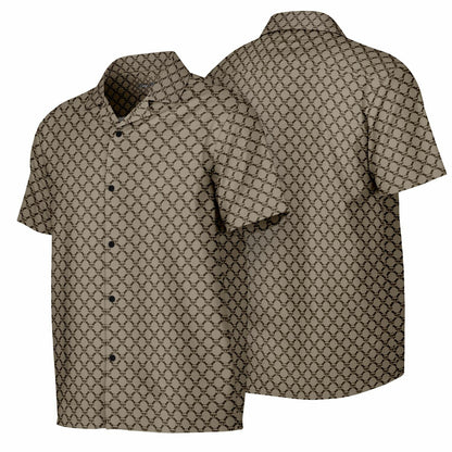 Mushroom Guzzi Spread Collar Short Sleeve Button-Down Shirt