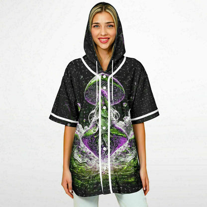 Mushroom Lord Fungi Hooded Baseball Jersey