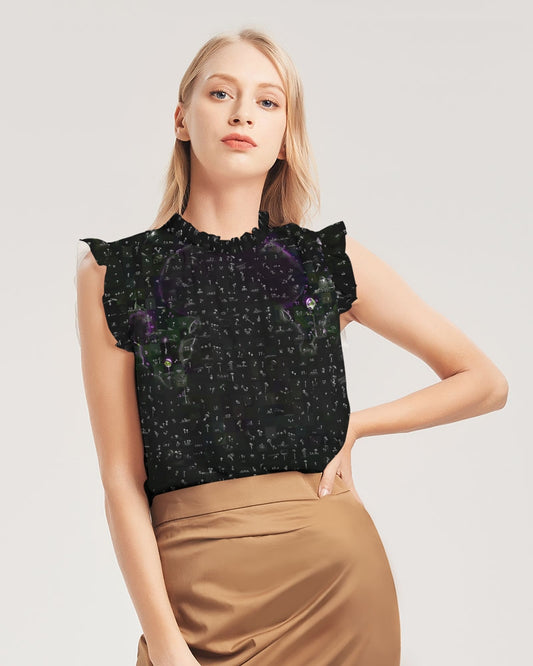 Mushroom Grid Women's Ruffle Sleeve Top