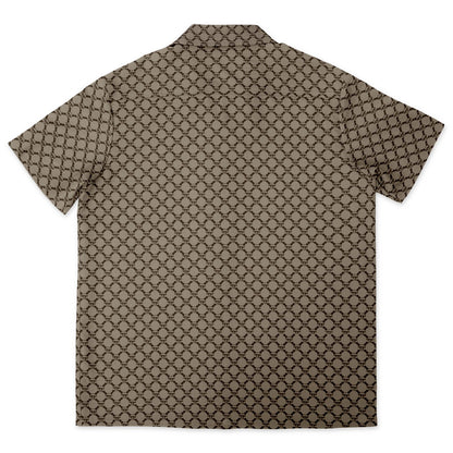 Mushroom Guzzi Spread Collar Short Sleeve Button-Down Shirt