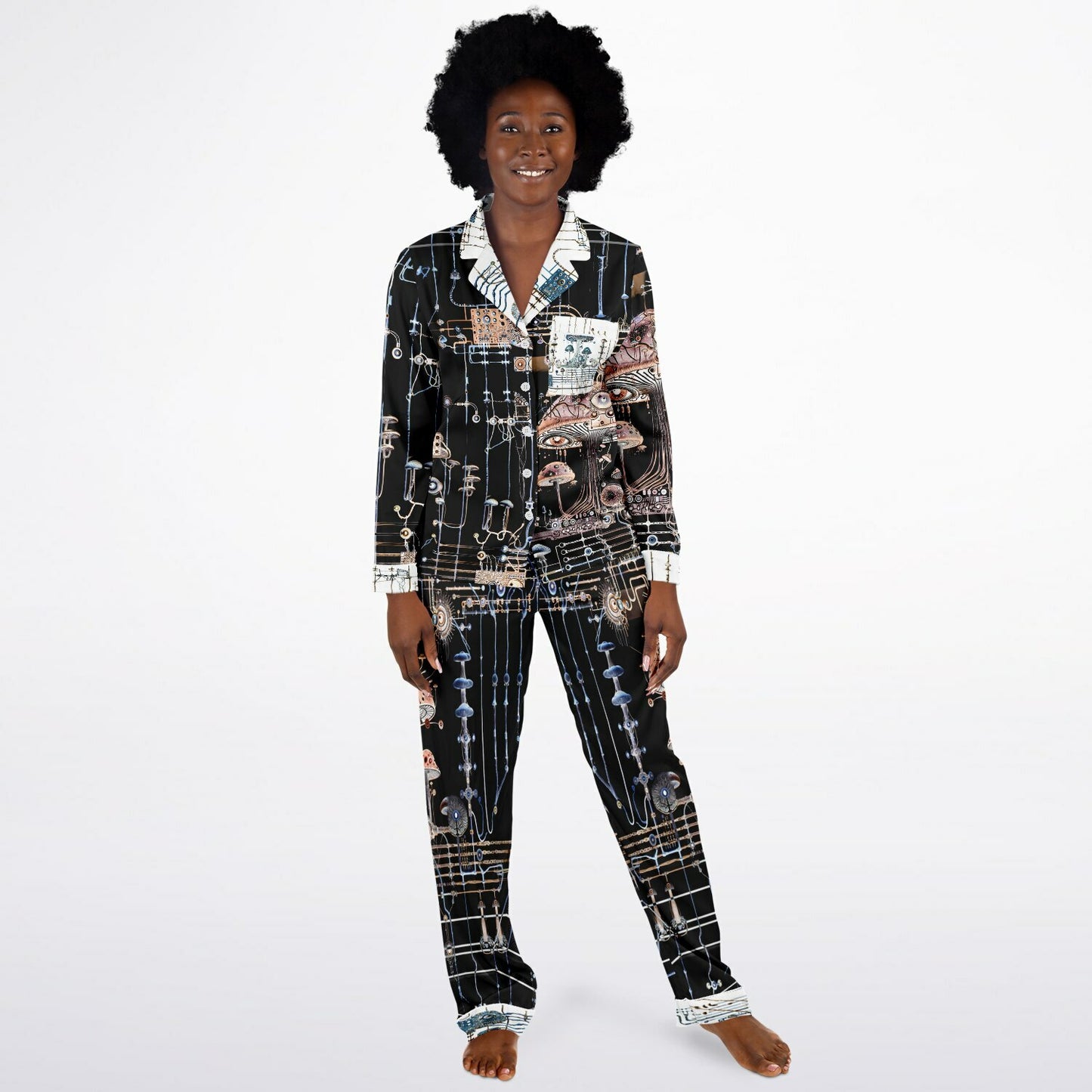 Mushroom Circuitry Women's Satin Pajamas