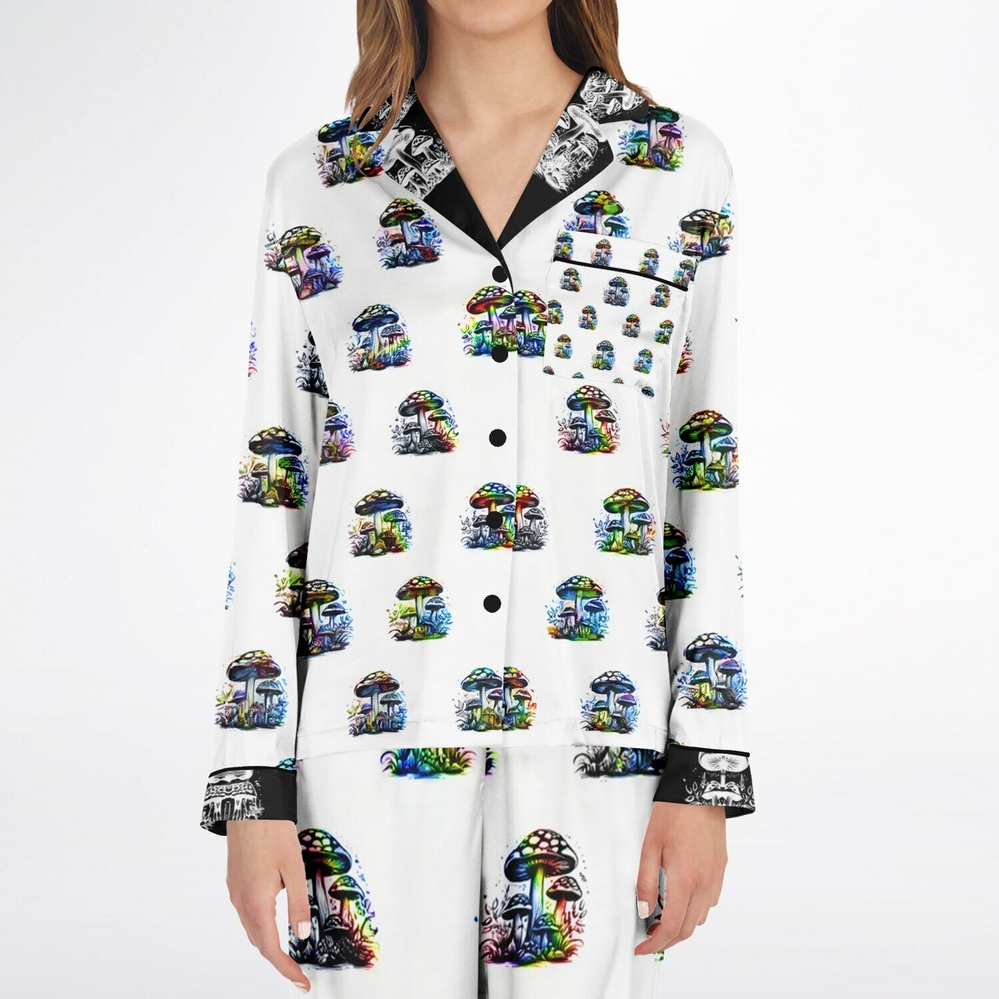 Rainbow Mushrooms Women's Satin Pajamas