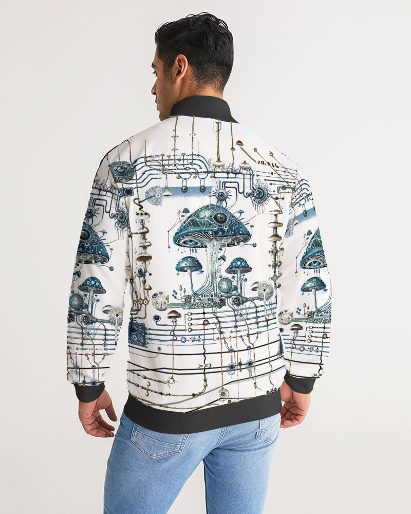 Mushroom Circuitry Men's All-Over Print Stripe Sleeve Track Jacket