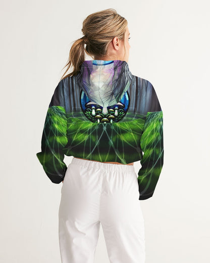 Fungi Forest Women's Cropped Windbreaker