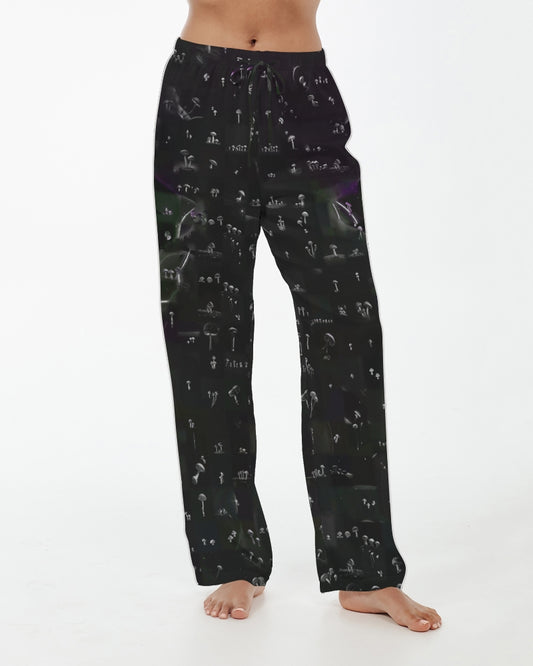 Mushroom Grid Women's Satin Pajama Pants