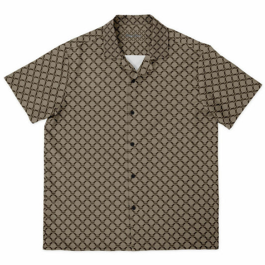 Mushroom Guzzi Spread Collar Short Sleeve Button-Down Shirt