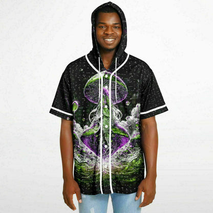 Mushroom Lord Fungi Hooded Baseball Jersey