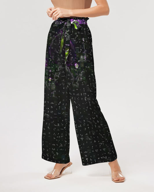 Mushroom Grid Women's High-Rise Wide Leg Pants